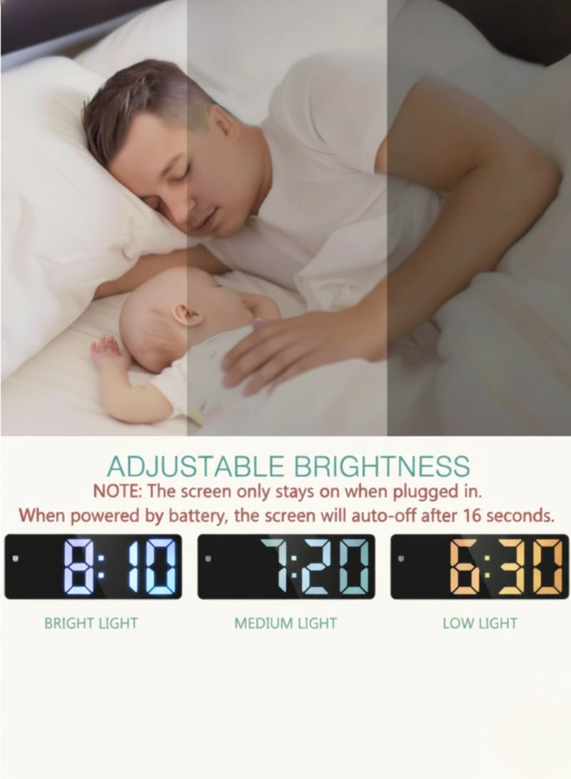 ساعة منبه رقمية بشاشة LED عاكسة، ساعة مكتب ذكية مزودة بخاصية قياس درجة الحرارة، منبه مزدوج، غفوة، وتحكم باللمس. - Image 5