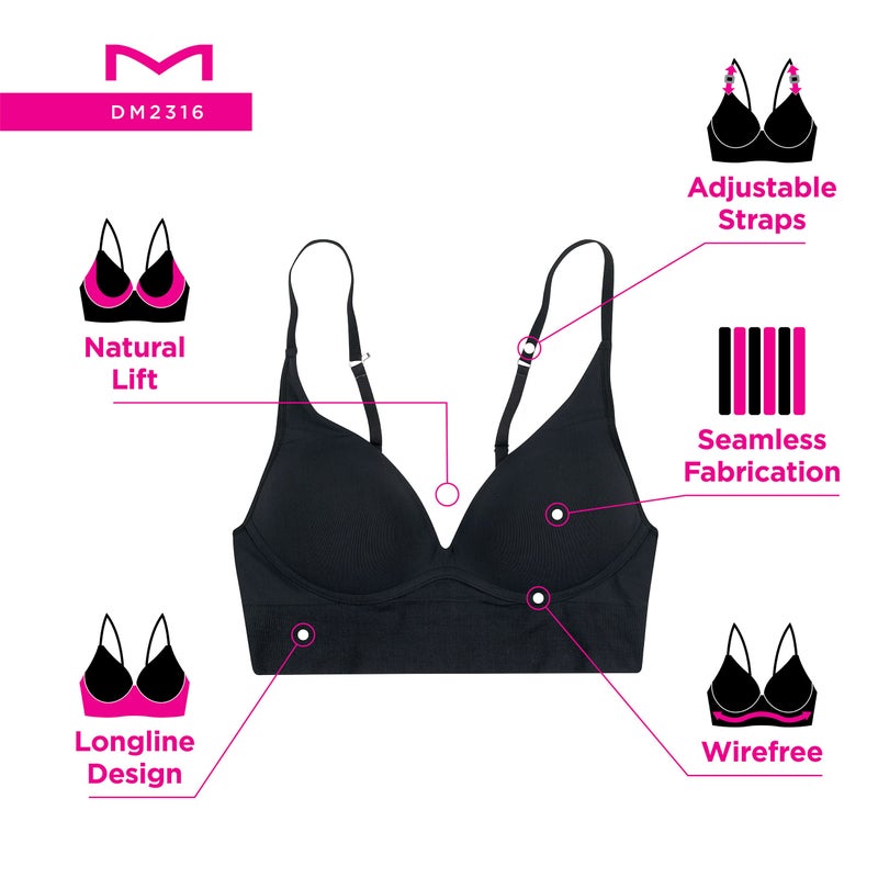 Maidenform Women's Seamless Lift Bralette, Wireless Long-Line Convertible Tank-Style Bralette - Image 5