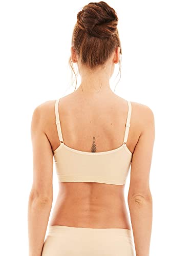 Kalon حزمة 4 من حمالات الصدر النسائية من نايلون سباندكس مع وسادات قابلة للإزالة - حمالات صدر مريحة بدون سلك (S/M، أساسيات) - Image 4