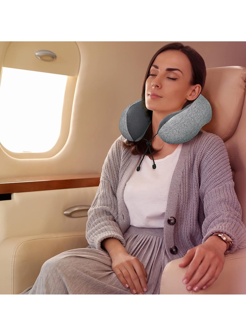 Maanys Maanys Travel Pillow for Airplane Sleeping, Memory Foam Neck Pillow, Breathable Cover, Versatile Usage for Travel, Car, Office, Work from Home, Ideal Travel Kit with 3D Eye Mask, Earplugs (Charcoal) - Image 2