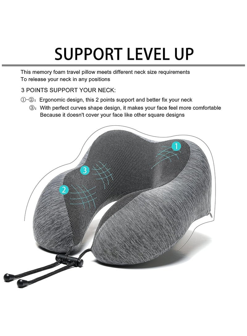 Maanys Maanys Travel Pillow for Airplane Sleeping, Memory Foam Neck Pillow, Breathable Cover, Versatile Usage for Travel, Car, Office, Work from Home, Ideal Travel Kit with 3D Eye Mask, Earplugs (Charcoal) - Image 3