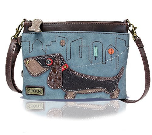 CHALA Mini Crossbody/Purse with Convertible Strap Stylish, Compact, Versatile - Wiener Dog - indigo - Image 1