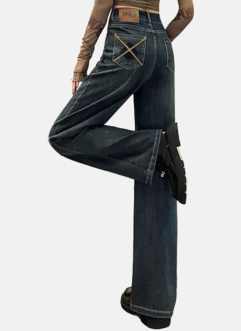 YUNIQEE Blue Solid Mid Rise Straight Fit Straight Jeans