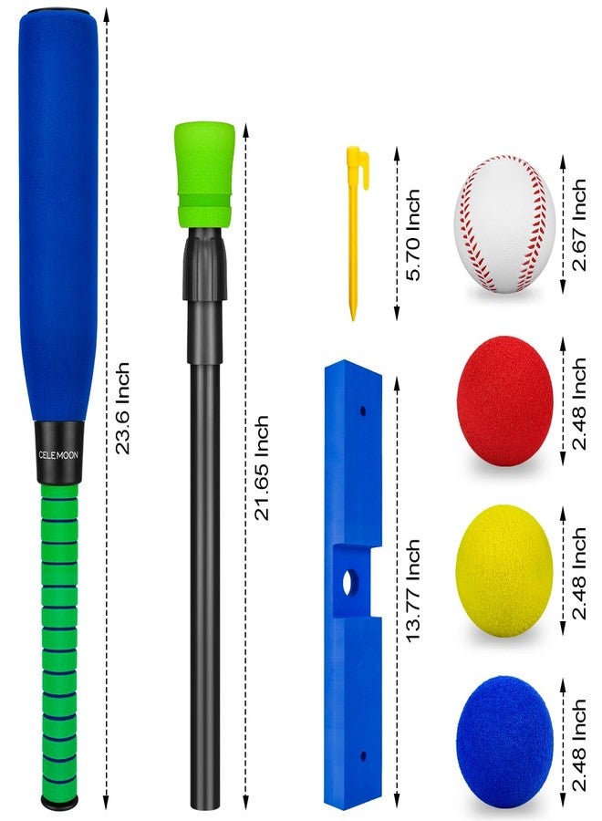 CeleMoon Foam Tball Set for Kids Toddlers 3-5, T Ball Baseball Softball Bat Set Adjustable Batting Tee, 8 Colored Balls, for Boys Girls 3-5 5-8 Years Indoor Outdoor Sport Playing Toys, Blue - Image 5