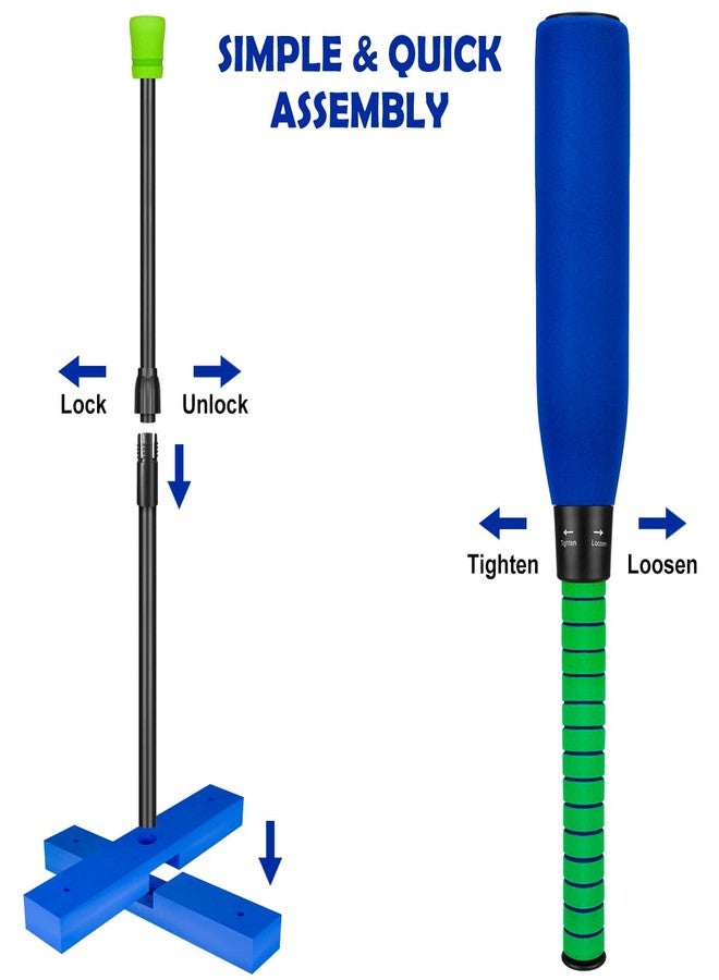 CeleMoon Foam Tball Set for Kids Toddlers 3-5, T Ball Baseball Softball Bat Set Adjustable Batting Tee, 8 Colored Balls, for Boys Girls 3-5 5-8 Years Indoor Outdoor Sport Playing Toys, Blue - Image 4