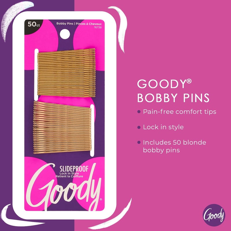 Goody Blonde Metal Bobby Pin Set - 50 Count Slideproof Hair Pins for Updos and Styling - Image 4