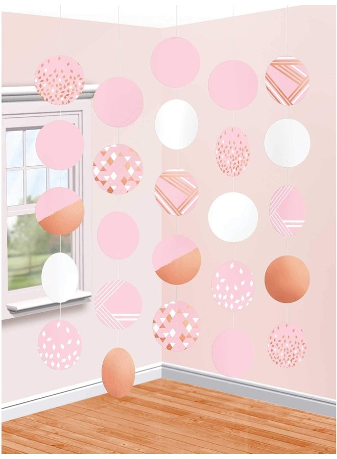 Amscan Rose Gold & Blush Hanging Circle Decorations 5pcs