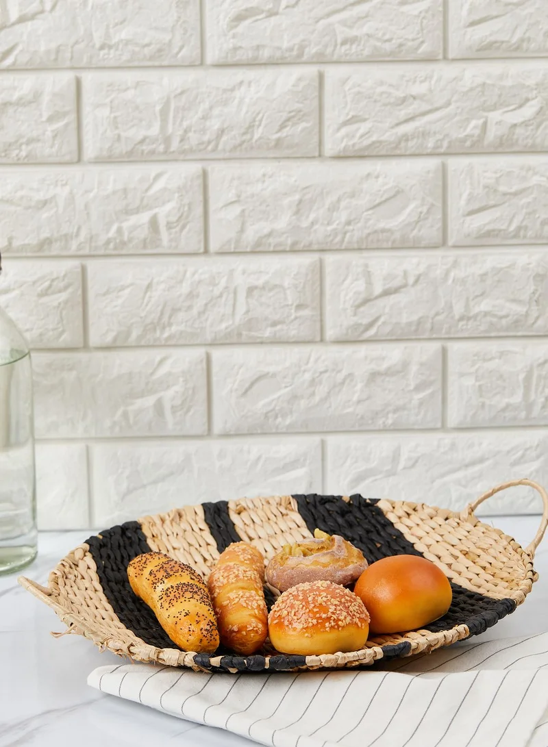 AURORA Black Stripe Decorative Weave Plate