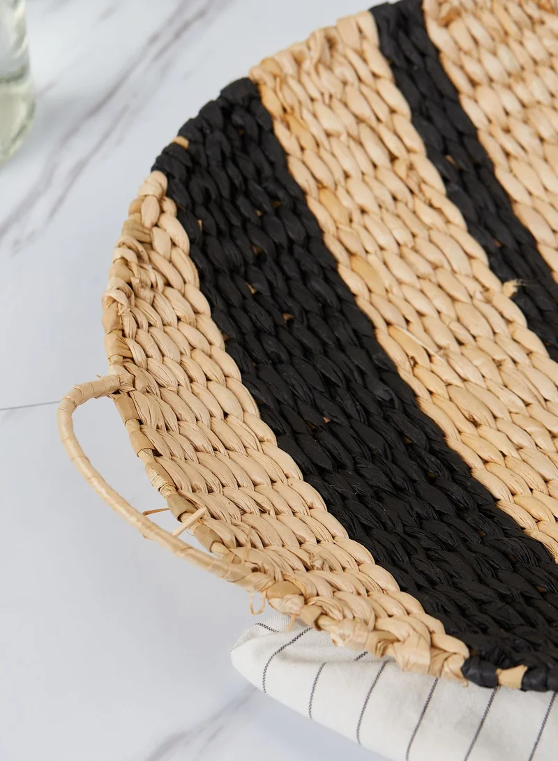 AURORA Black Stripe Decorative Weave Plate