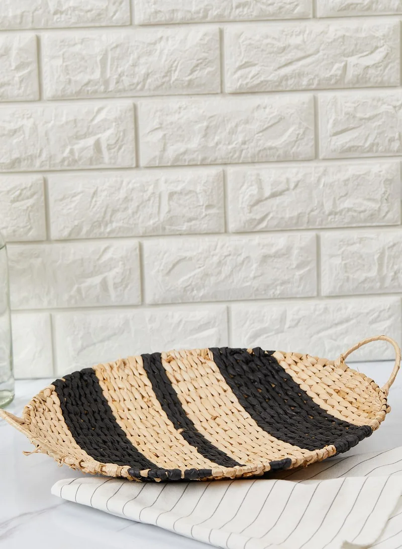 AURORA Black Stripe Decorative Weave Plate