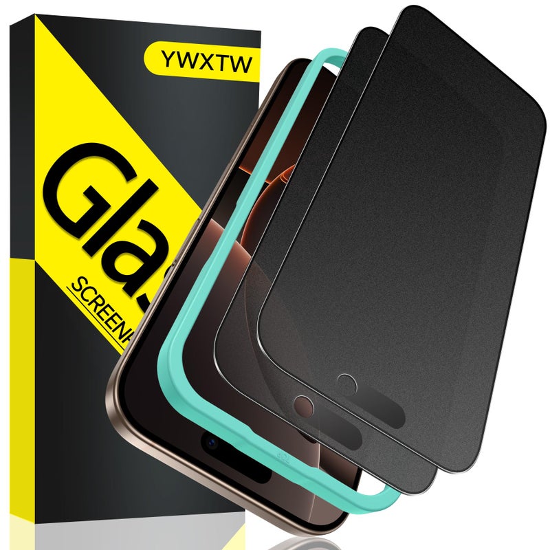 YWXTW 2 Pack Matte Privacy Screen Protector for iPhone 16 Pro Max, 28Â° Anti-Spy iPhone 16 Pro Max Privacy Screen Protector Anti-Glare & Anti-Fingerprint Case Friendly Tempered Glass Film, Bubble Free - Image 1