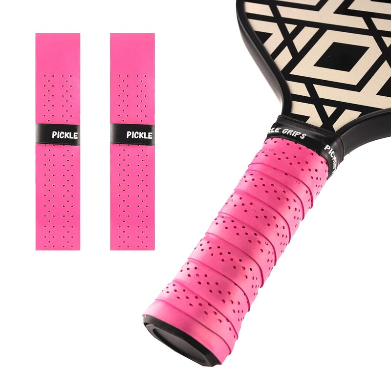 Tip Grips Pickle Grips Pickleball Paddle Grip Tape - Overgrip Grip Wrap for Pickleball Racket - Moisture Wicking Paddle Grip Wrap (2 Pack) (Pink) - Image 1
