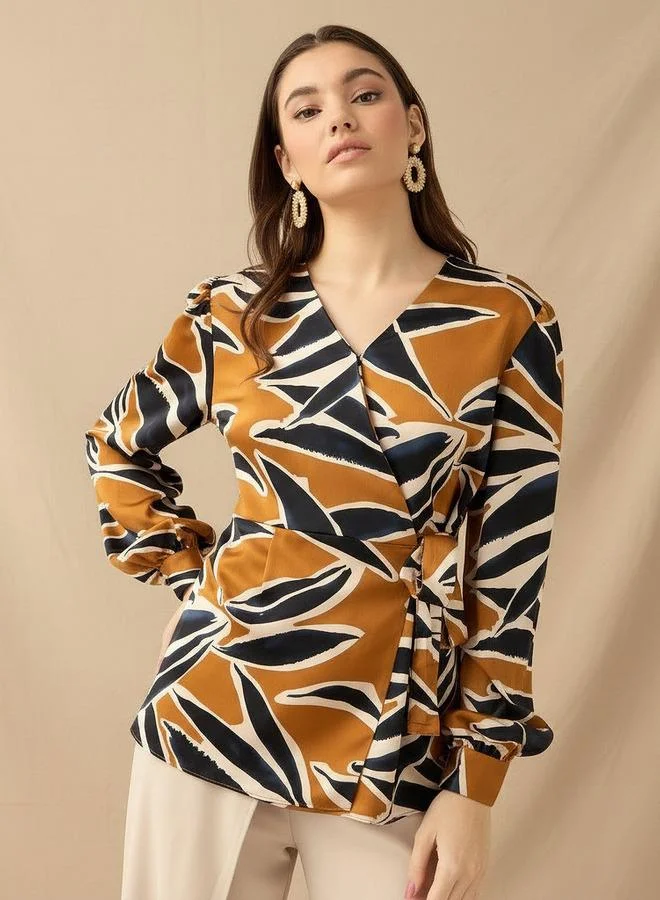 ايكونيك Iconic Wrap Top with Print