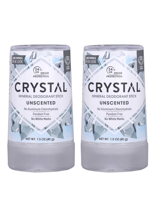 CRYSTAL ESSENCE Crystal™ Travel Stick Mineral Deodorant Unscented Body Deodorant With 24 Hour Odor Protection, Non Staining & Non Sticky, Aluminum Chloride & Paraben Free, 1.5 Fl Oz (Pack Of 2)  - Image 1