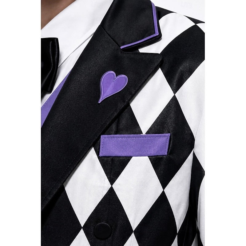 Bluejw Halloween Couples Fancy Costume Tailcoat Clown Circus Gothic Purple Black Diamond Adults' Men's Halloween Carnival Party Performance Easy Halloween Costumes Dress Up - Image 4
