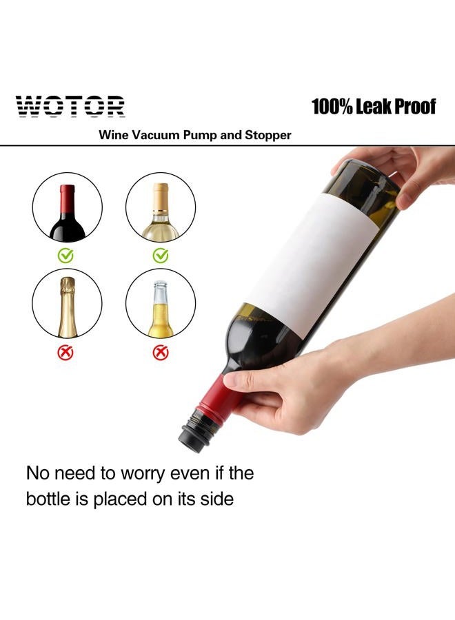 WOTOR Wine Saver Vacuum Pump with 8 Stoppers, Wine Stopper, Wine Preserver, Reusable Bottle Sealer Keeps Wine Fresh, Ideal Wine Accessories Gift (Flat Handle) - Image 4