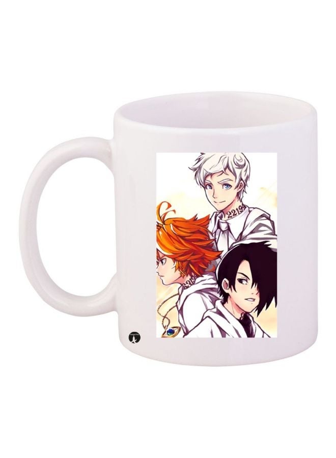 RYN Anime Printed Coffee Mug White/Orange/Black 11ounce