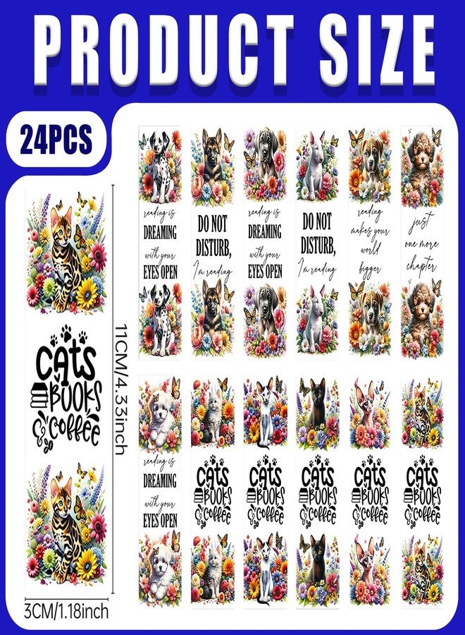 CHNVICK 24PCS UV DTF Bookmark Stickers,Flower Animal Reading UV DTF Rub on Transfer Wraps Blank Acrylic Bookmarks Decoration - Image 2