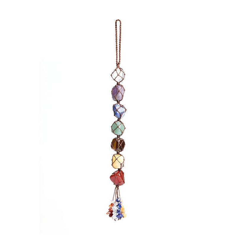 iSTONE Handmade Crystal Window Car Hanging Ornaments 7 Chakra Home Decoration Feng Shui Ornament Yoga Meditation Car Decoration Tumbled Palm Stones Christmas Decorations Ornaments - Image 1