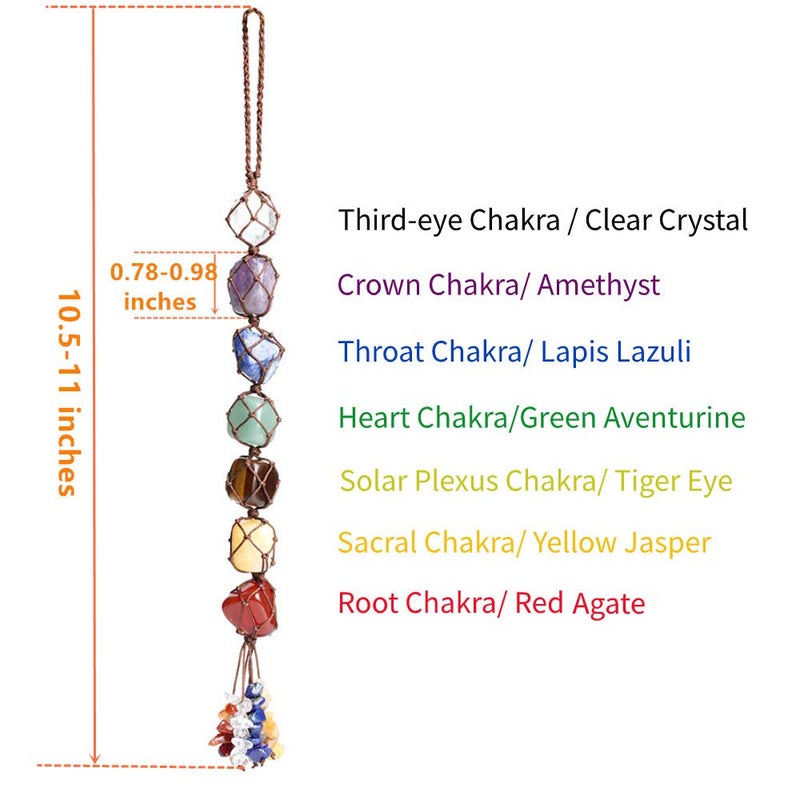 iSTONE Handmade Crystal Window Car Hanging Ornaments 7 Chakra Home Decoration Feng Shui Ornament Yoga Meditation Car Decoration Tumbled Palm Stones Christmas Decorations Ornaments - Image 2