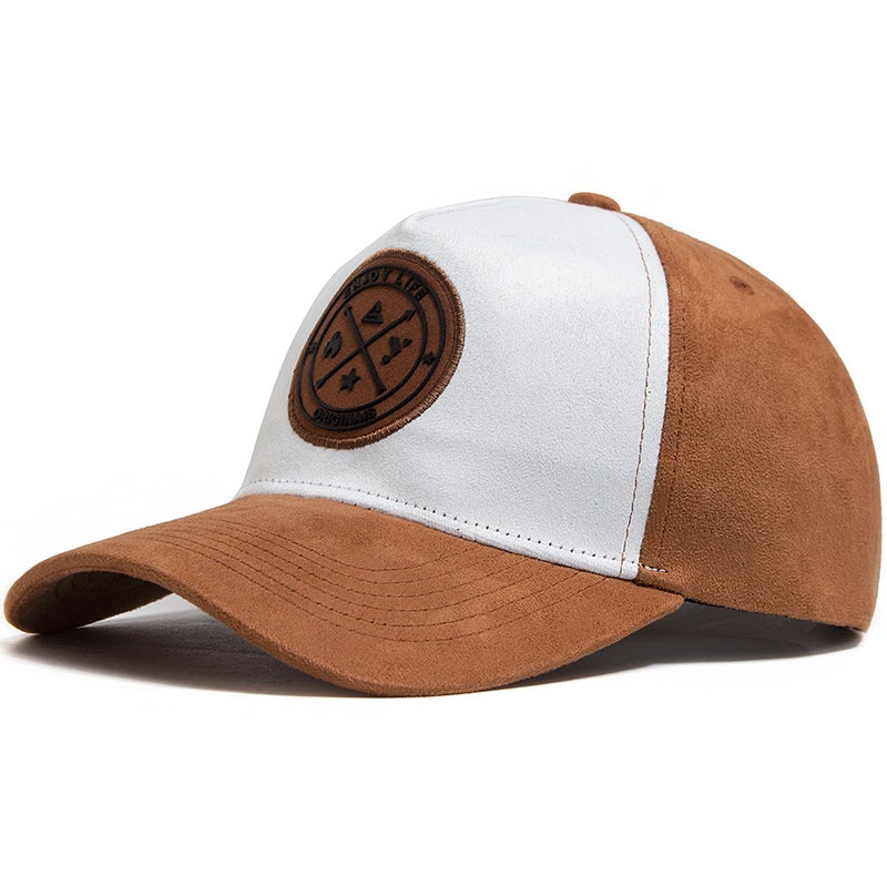New Round Leather Label Suede Baseball Cap Men'S All-Match Sun Hat Women'S Hip-Hop Duck Tongue Hat Tide - Image 1