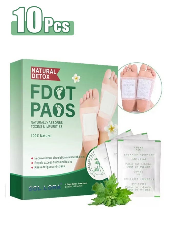 SOL LORA 10 PCS Cleansing Detox Foot Patches,Sleep Improvement, Metabolism Boost, Muscle Pain Relief, Blood Circulation Enhancement, Easy to Use, Suitable for Men, Women, Elderly, and Kids - Image 1