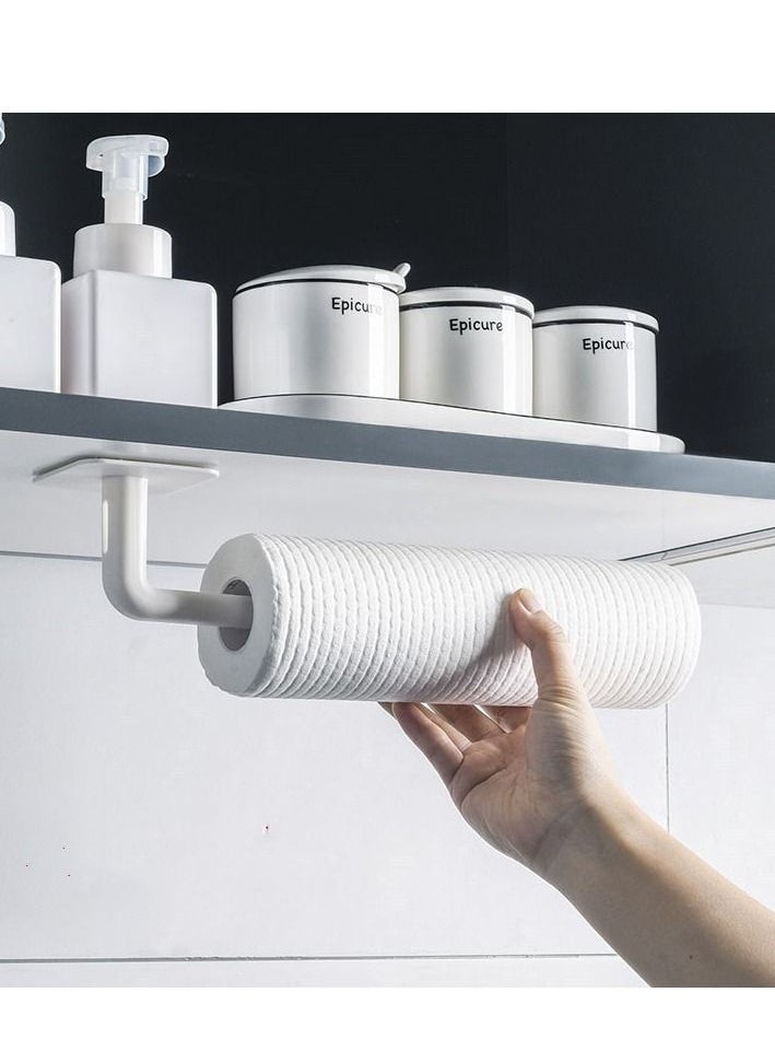 SYOSI Paper Towel Holder Hook, Wall Hanging Kitchen Plastic Wrap Shelving, Perforation-Free Cutting Board and Cutting Board Shelf, Pot Lid Organizing and Storage Bracket, Paper Roll Hanging Rack 4PCS  - Image 2