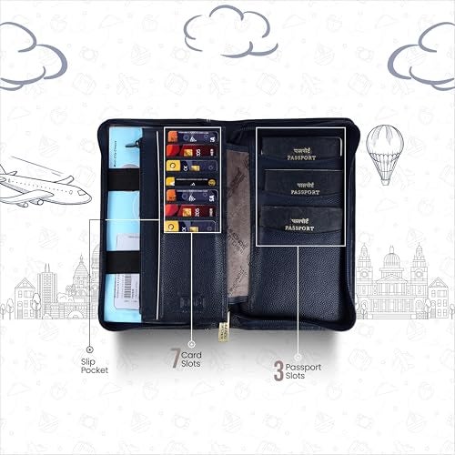 HAMMONDS FLYCATCHER Genuine Leather Passport Cover for Men, Passport Cover for Women, RFID Passport Holder for Men Travel Accessories for Men, Passport Bag for Men, 7 ATM Card Slots - Royal Blue - Image 5