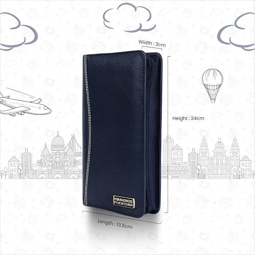 HAMMONDS FLYCATCHER Genuine Leather Passport Cover for Men, Passport Cover for Women, RFID Passport Holder for Men Travel Accessories for Men, Passport Bag for Men, 7 ATM Card Slots - Royal Blue - Image 4