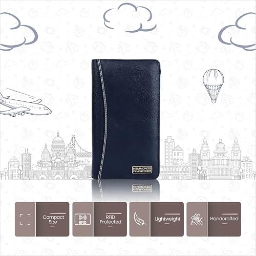 HAMMONDS FLYCATCHER Genuine Leather Passport Cover for Men, Passport Cover for Women, RFID Passport Holder for Men Travel Accessories for Men, Passport Bag for Men, 7 ATM Card Slots - Royal Blue - Image 2