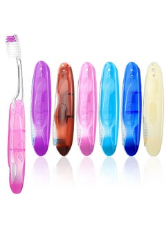 Patelai Folding Travel Toothbrushes Bulk Foldable Hiking Toothbrushes Individually Wrapped Mini Toothbrushes For Camping Portable Built In Cover Toothbrush Soft Bristle Toothbrush For Trip(6 Pieces)  - Image 1