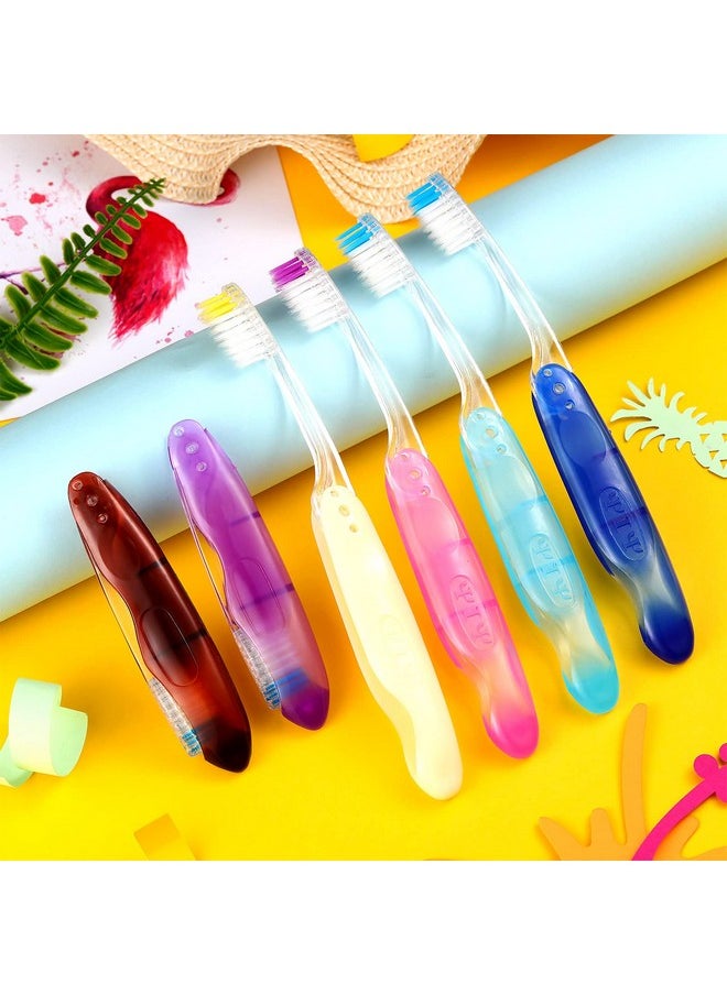 Patelai - Folding Travel Toothbrushes Bulk Foldable Hiking Toothbrushes Individually Wrapped Mini Toothbrushes For Camping Portable Built In Cover Toothbrush Soft Bristle Toothbrush For Trip(6 Pieces) - Image 1