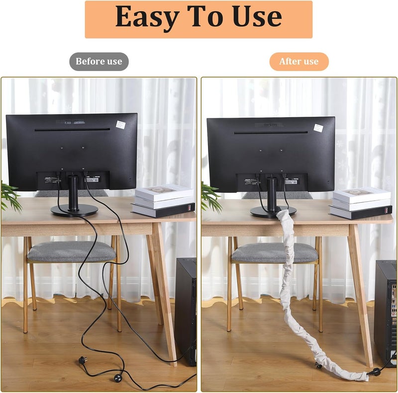 Queekay 4 قطع غلاف سلك قماش 6 أقدام و 4 أقدام غلاف سلك سلسلة ثريا إضاءة سلك غلاف للمصابيح وتركيبات الإضاءة إدارة الكابلات - Image 4