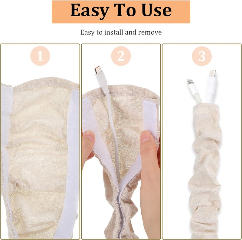 Queekay 4 قطع غلاف سلك قماش 6 أقدام و 4 أقدام غلاف سلك سلسلة ثريا إضاءة سلك غلاف للمصابيح وتركيبات الإضاءة إدارة الكابلات - Image 3