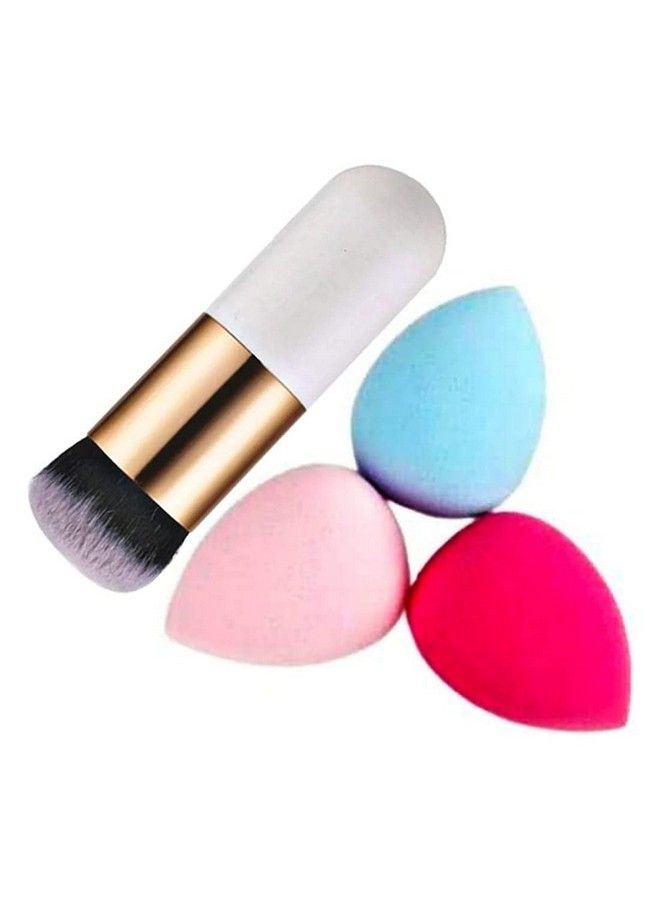 adbeni Makeup Sponges With Compact & Foundation Brush Foundation Makeup Applicator For Liquid Cream And Powder Multicolourset Of 4 (Brsh1007Blndr1001) - Image 1
