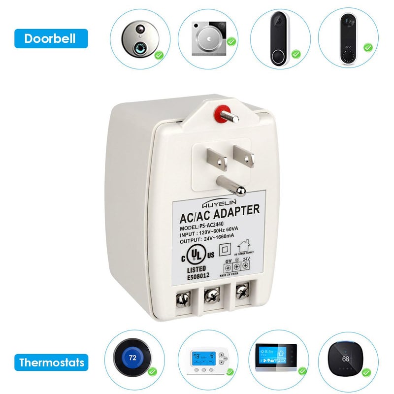 WUYELIN 24VAC 40VA Plug in Transformer,Doorbell Transformer Compatible with All of Doorbellï¼ŒNest, Ecobee, Sensi and Honeywell Thermostat - Image 2