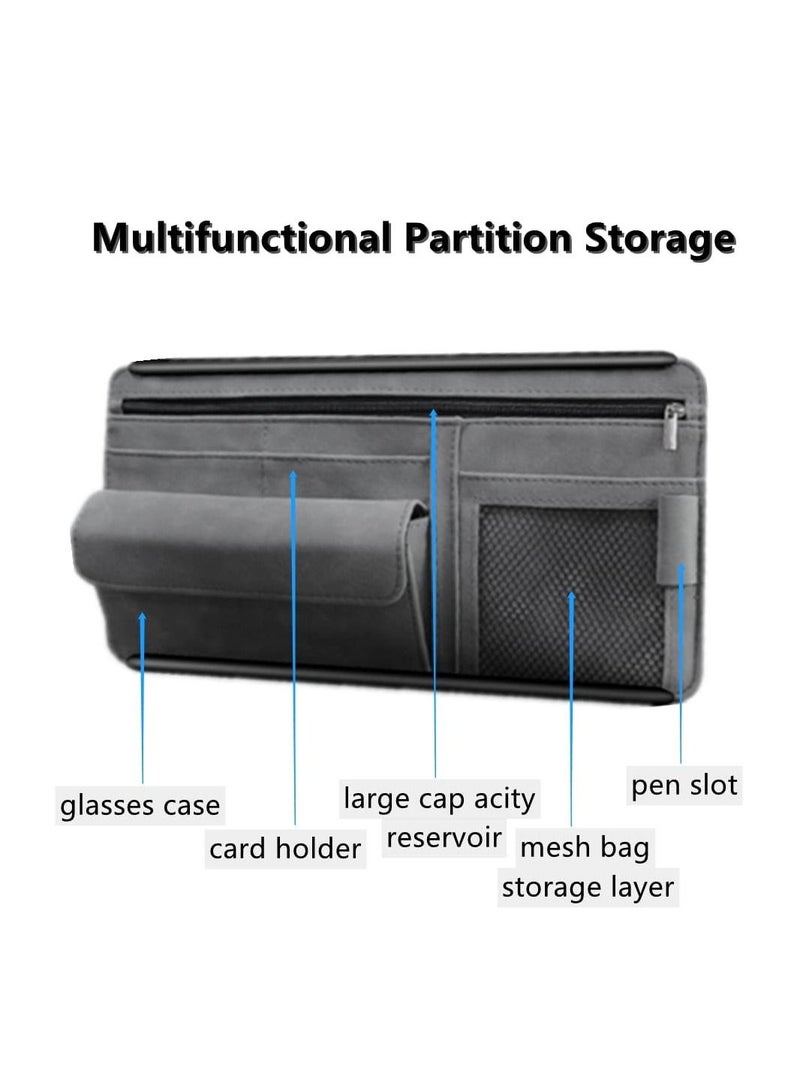 KASTWAVE Car Sun Visor Organizer, Auto Interior Accessories Storage Pocket Organizer with Multi-Pocket Net Zipper Pouch Sunglass Holder for Car Truck SUV Case Bag for Card License Registration  - Image 4