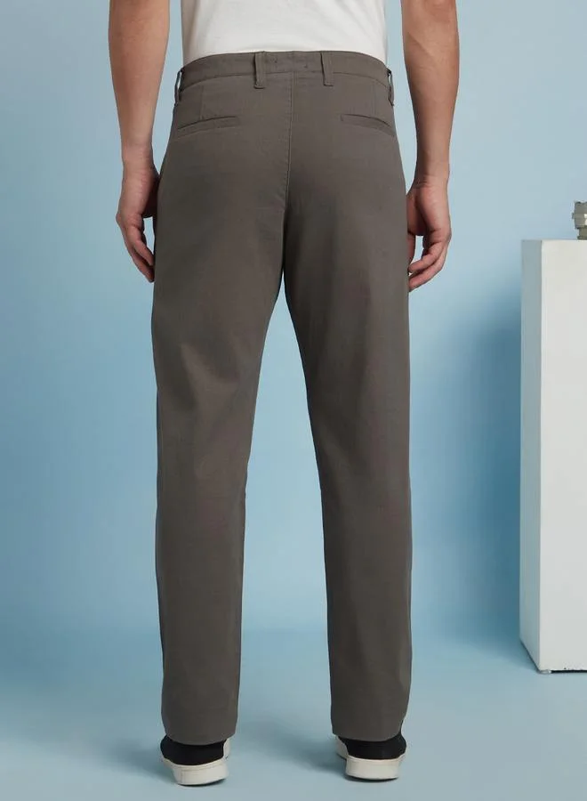 Dennis Lingo Men's Aqua 100% Cotton Solid Pattern Chinos Straight Fit Trouser