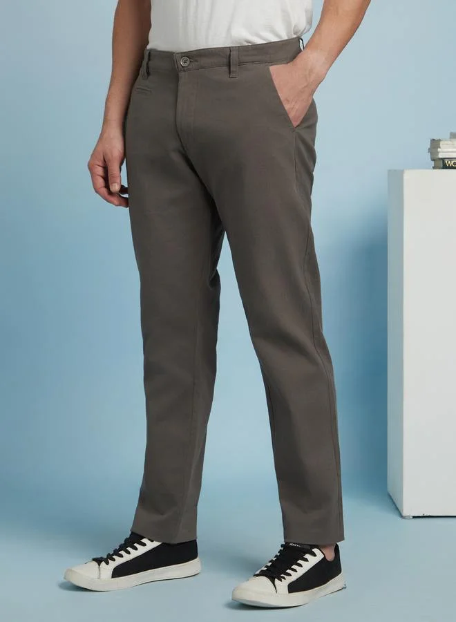 Dennis Lingo Men's Aqua 100% Cotton Solid Pattern Chinos Straight Fit Trouser