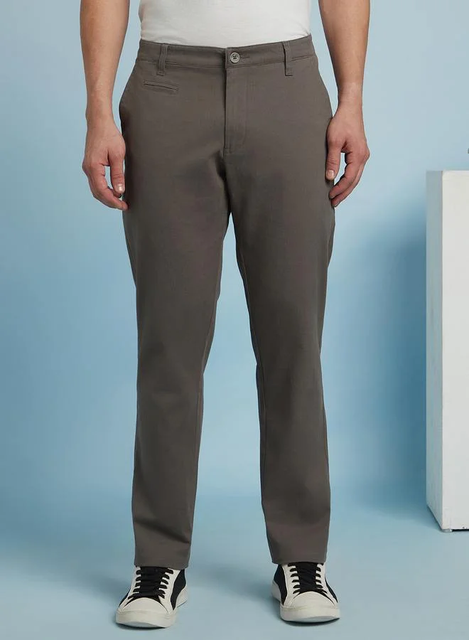 Dennis Lingo Men's Aqua 100% Cotton Solid Pattern Chinos Straight Fit Trouser
