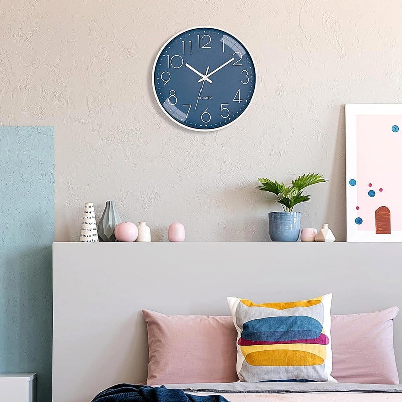 TEKCOOL Plastic Digital Wall Clock 12" Silent Quartz Decorative Latest Non-Ticking Classic Clock Battery Operated Round Easy to Read for Room/Home/Kitchen/Bedroom/Office/School- (Cerulean) - Image 4