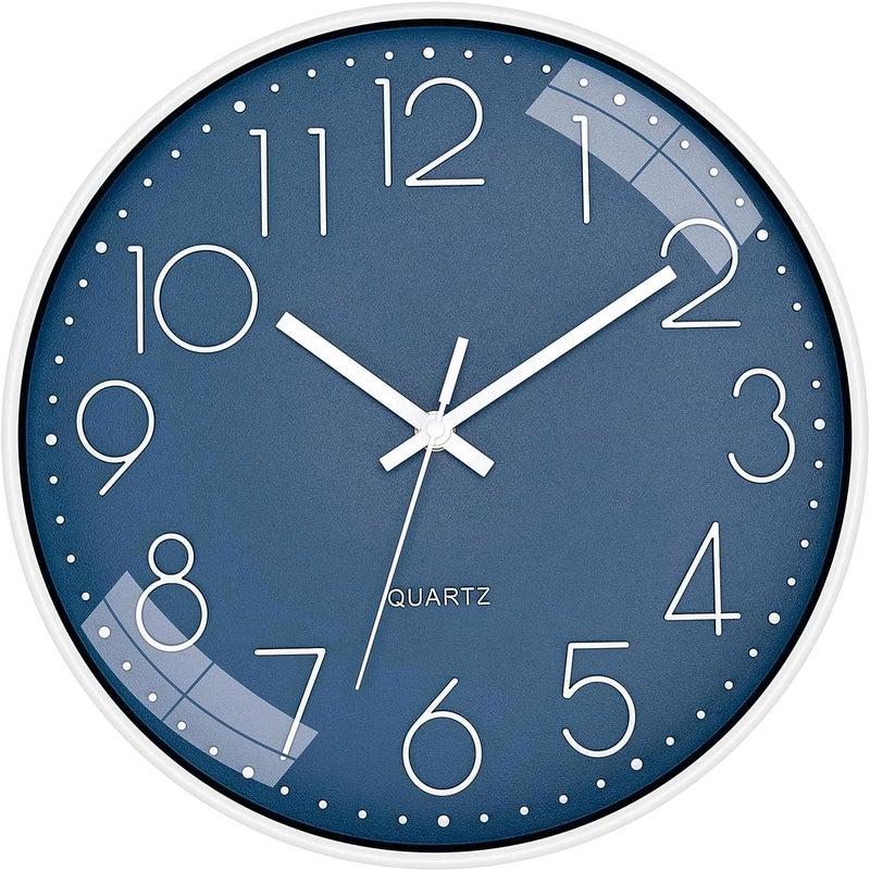 TEKCOOL Plastic Digital Wall Clock 12" Silent Quartz Decorative Latest Non-Ticking Classic Clock Battery Operated Round Easy to Read for Room/Home/Kitchen/Bedroom/Office/School- (Cerulean) - Image 1