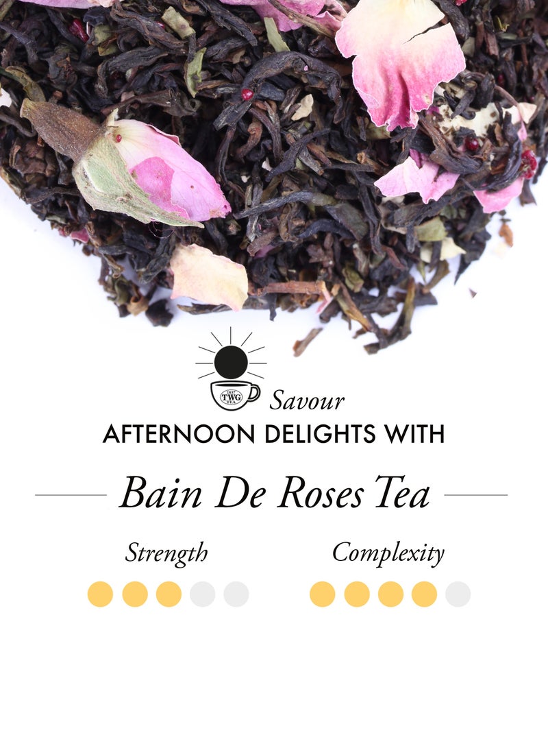 TWG Tea Bain de Roses Tea | Black Tea | Rosebuds & Rose Petals | 15 Hand Sewn Cotton Teabags | Gift Set - Image 2