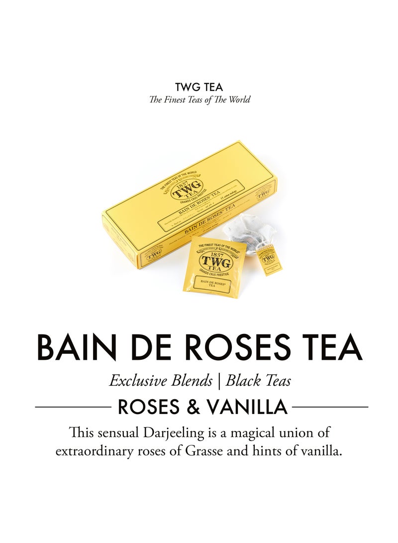 TWG Tea Bain de Roses Tea | Black Tea | Rosebuds & Rose Petals | 15 Hand Sewn Cotton Teabags | Gift Set - Image 3