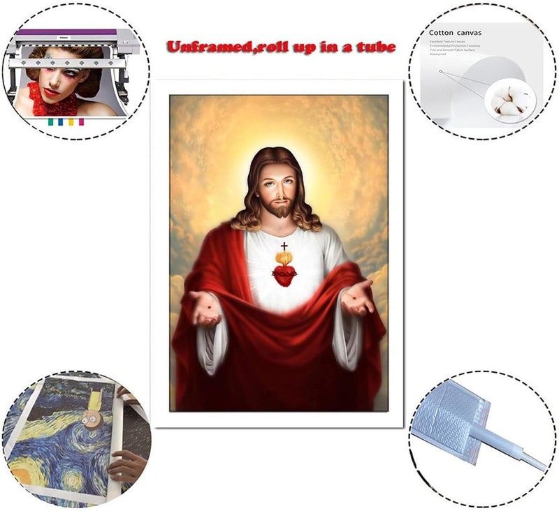 FireDeer Catholic Jesus Poster Print On Canvas Painting Christian God Pictures for Living Room No Frame - Image 2