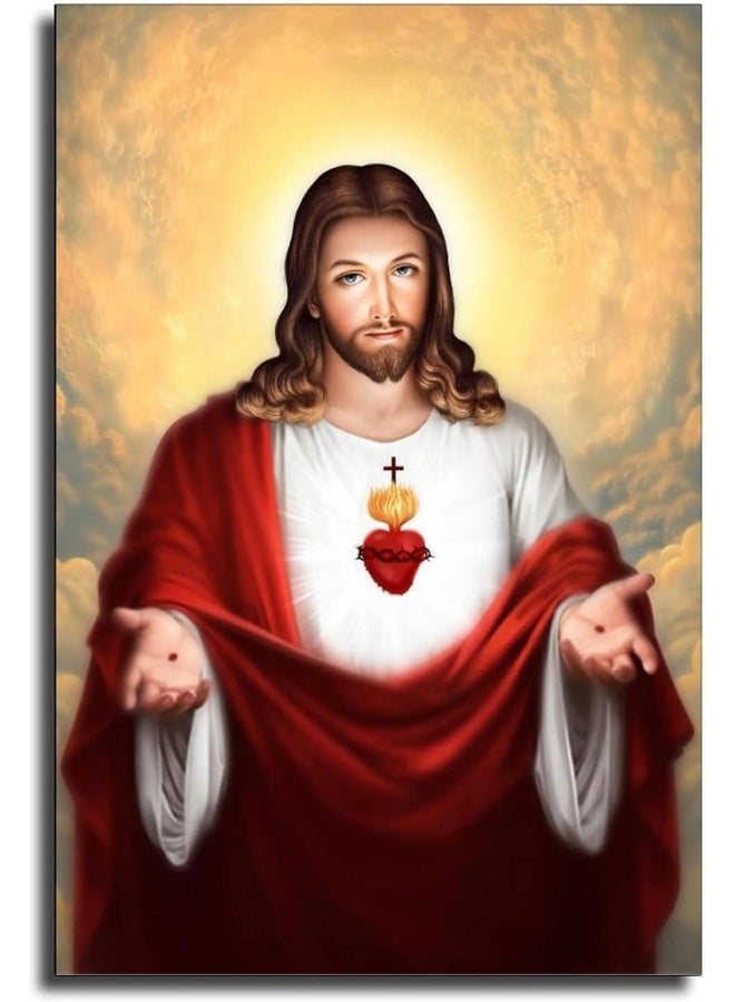 FireDeer Catholic Jesus Poster Print On Canvas Painting Christian God Pictures for Living Room No Frame - Image 1
