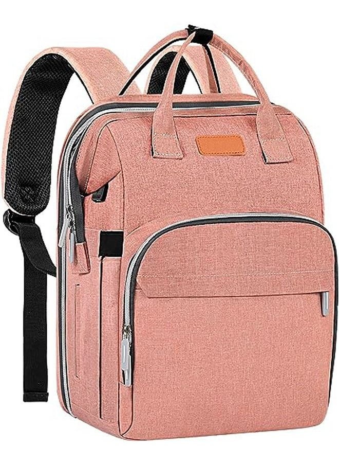 hibobi - 28L large-capacity multifunctional foldable baby diaper bag, pregnant women's backpack, mommy diaper backpack - Pink - Image 1