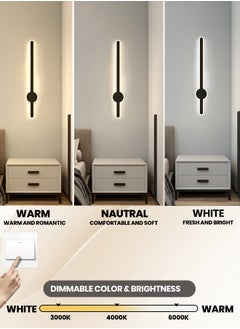 YATAI LIGHTING Modern Minimalist Line Wall Lamp,LED Dimmable Indoor Wall Light Long Strip Sconce Acrylic Aluminum Lighting Fixture Bedroom Living Room Hotel Stairs (40CM)  - Image 2