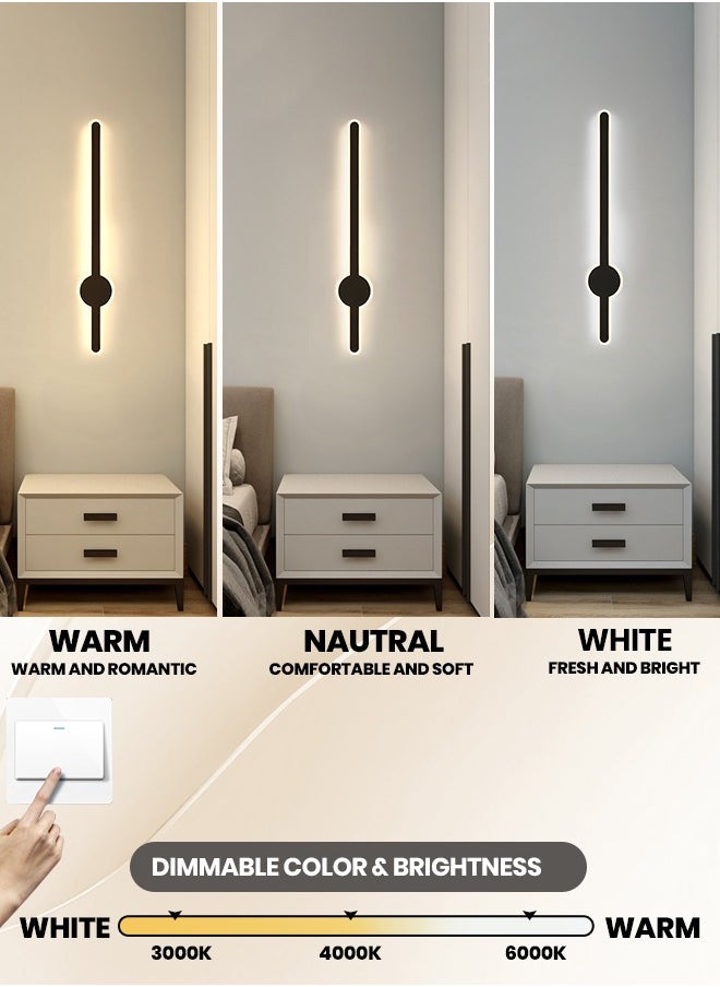 YATAI LIGHTING مصباح حائط بخط بسيط حديث، مصباح جداري داخلي LED قابل للتعتيم، شريط طويل شمعدان أكريليك من الألومنيوم، تركيبات إضاءة لغرفة النوم وغرفة المعيشة وسلالم الفندق (40 سم)  - Image 2