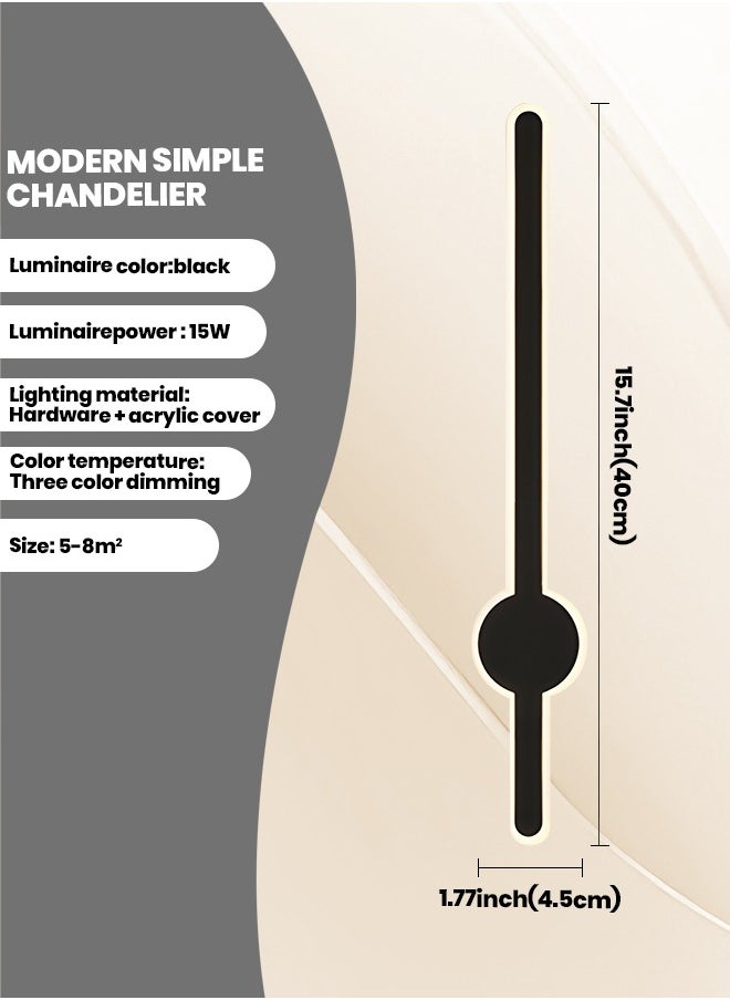 YATAI LIGHTING مصباح حائط بخط بسيط حديث، مصباح جداري داخلي LED قابل للتعتيم، شريط طويل شمعدان أكريليك من الألومنيوم، تركيبات إضاءة لغرفة النوم وغرفة المعيشة وسلالم الفندق (40 سم)  - Image 3